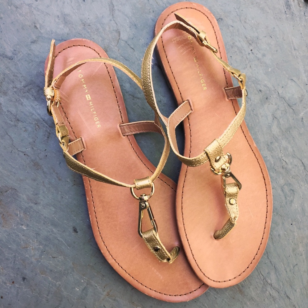 Tommy Hilfiger Gold Flat Sandals